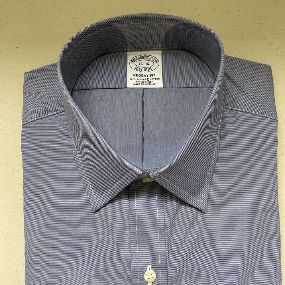 NWT Brooks Brothers 1818 Blue Button Down Dress Shirt Mens 16 34 Regent Fit - Picture 2 of 9